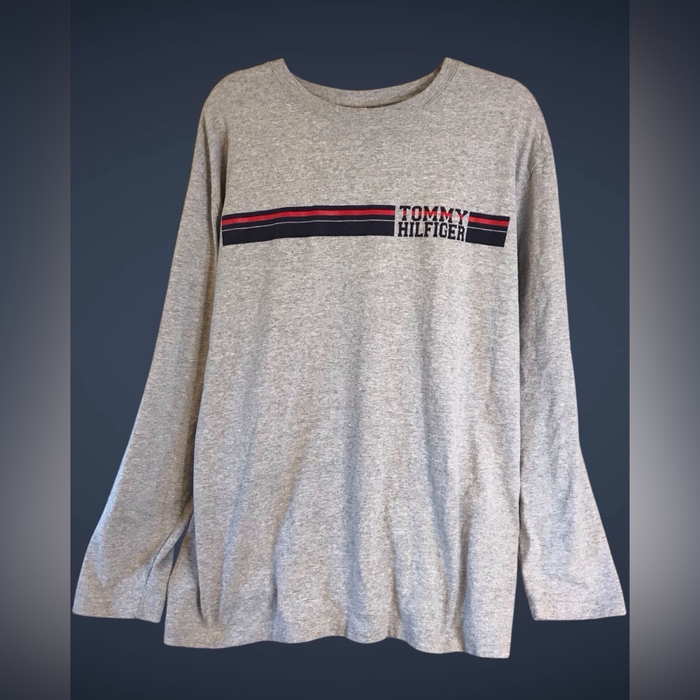 Vintage 2005 Tommy Hilfiger Shirt Mens‎ Large Gray L/S Spell Out Tee Casual Y2K